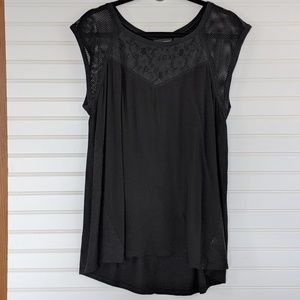 DKNY Mesh Shoulder Sleeveless Flowy Top